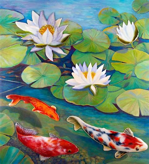 Koi Pond Paintings for Sale .